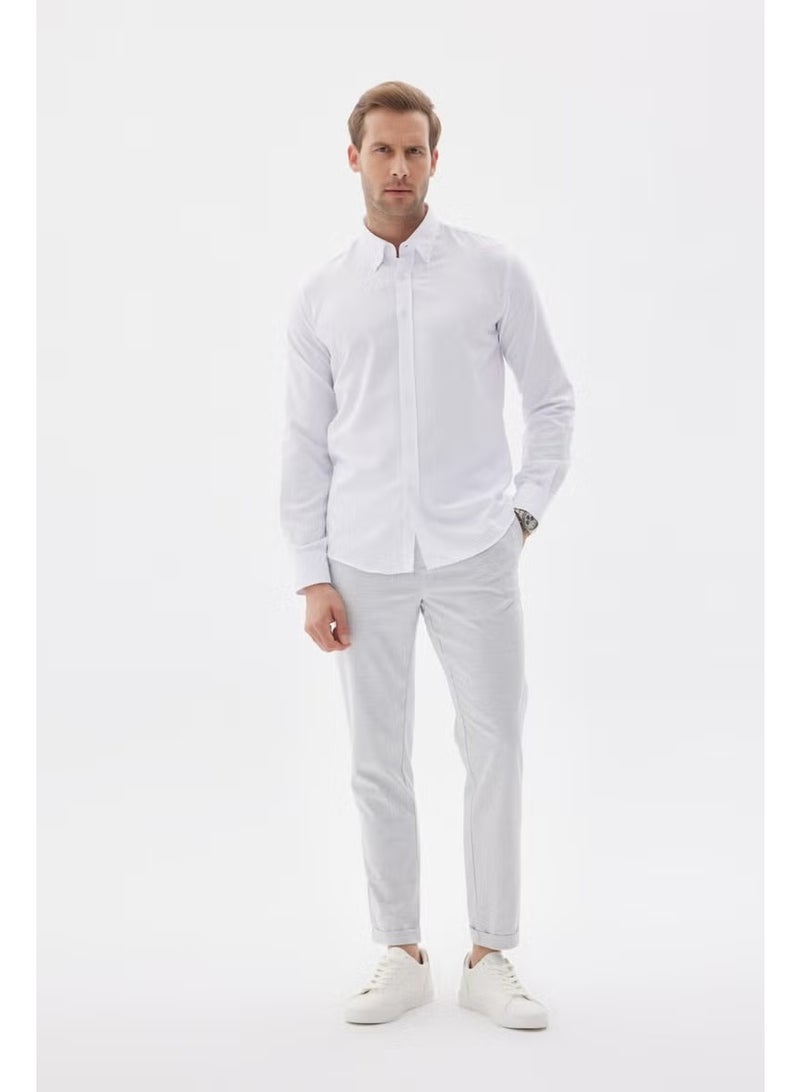 Odelon Easy Iron Oxford Men's White Slim Fit Shirt MARS36 - Image 2